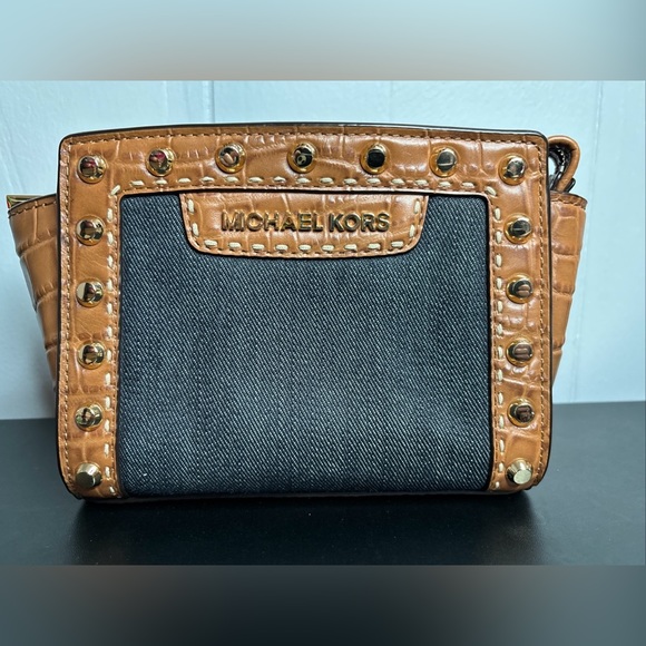 Michael Kors Selma Mini Messenger Dark denim Purse Crossbody - Picture 12 of 16